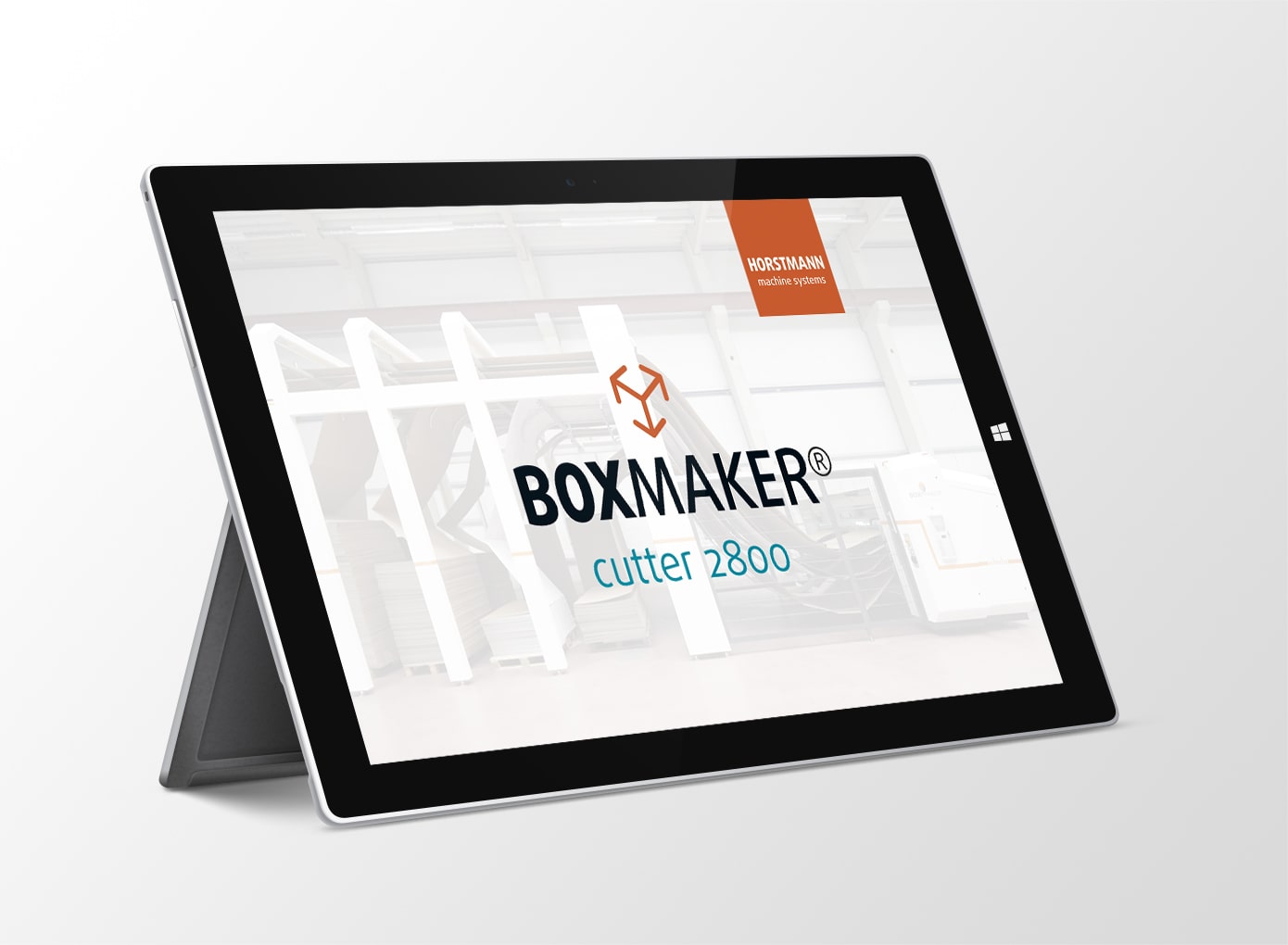 Mockup von einem iPad mit dem Boxmaker Logo