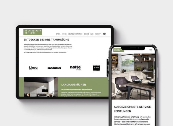 Mockup der responsive Website vom Küchenstudio Hofmann