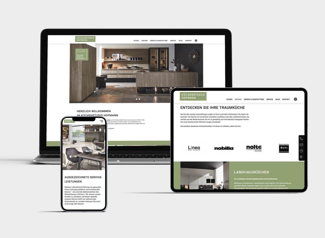 Mockup der responsive Website vom Küchenstudio Hofmann