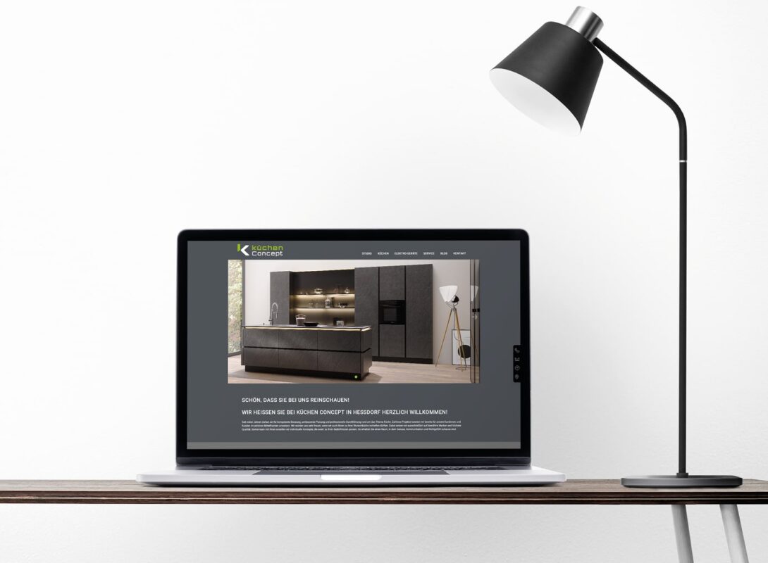 Webdesign für Websites für Küchenstudios im dunklen Design erstellt von der Werbeagentur schirmers.