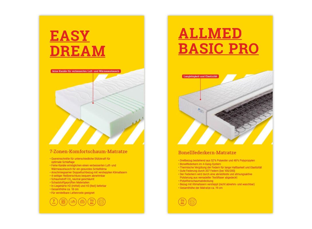 Beispiel für die Inhouse Kommunikation für Möbelhäuser am Point of Sale: Geziegt sind mehrere Deckenhänger im neuen Corporate Design.