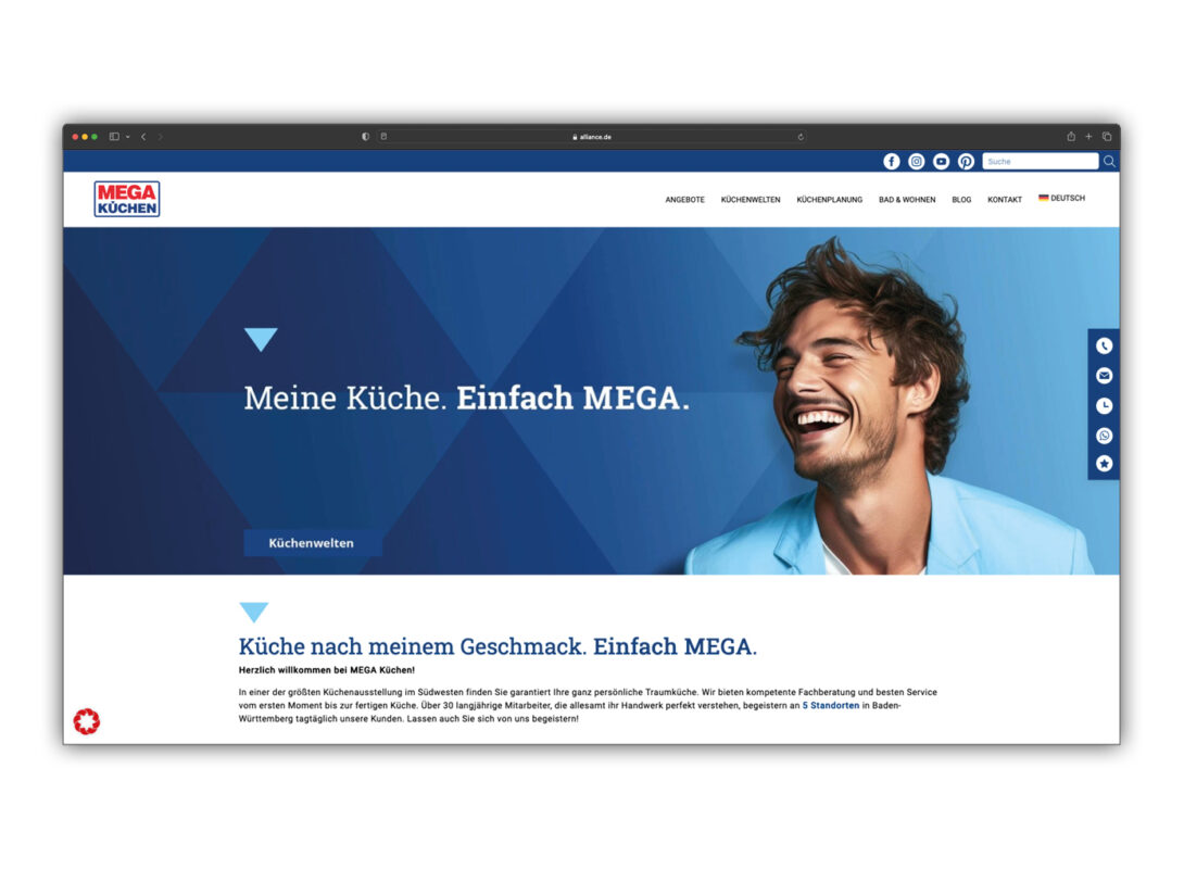 Beispiel einer klassischen Website für ein Möbelhaus mit intuitiver Menüführung.