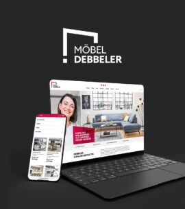 Shootingbilder für die Anwendung im Digitales Marketing für Möbelhändler. Gezeigt ist der Online-Shop auf einem Mockup.