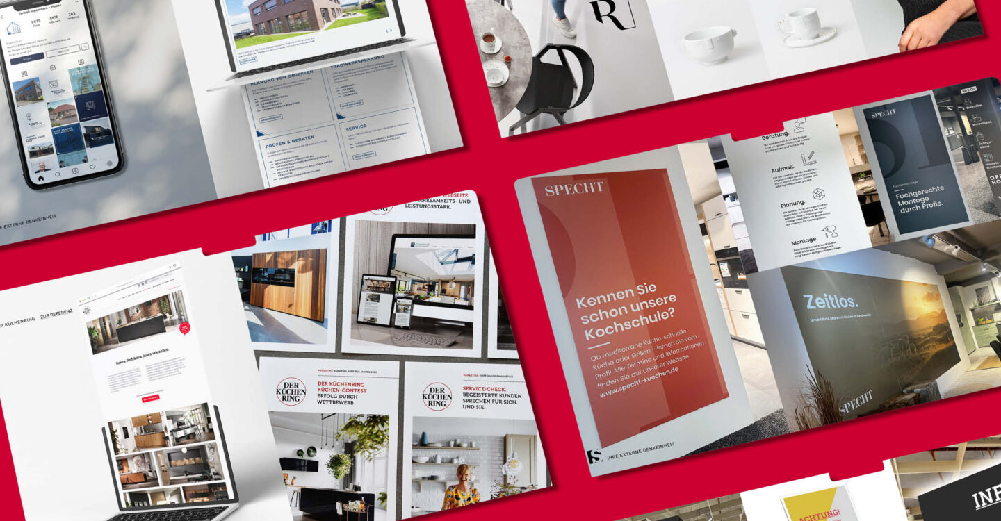 Ausgewählte Referenzprojekte einer Agentur für Marketingkonzepte mit klarer Markenstrategie und konsistenter Gestaltung.